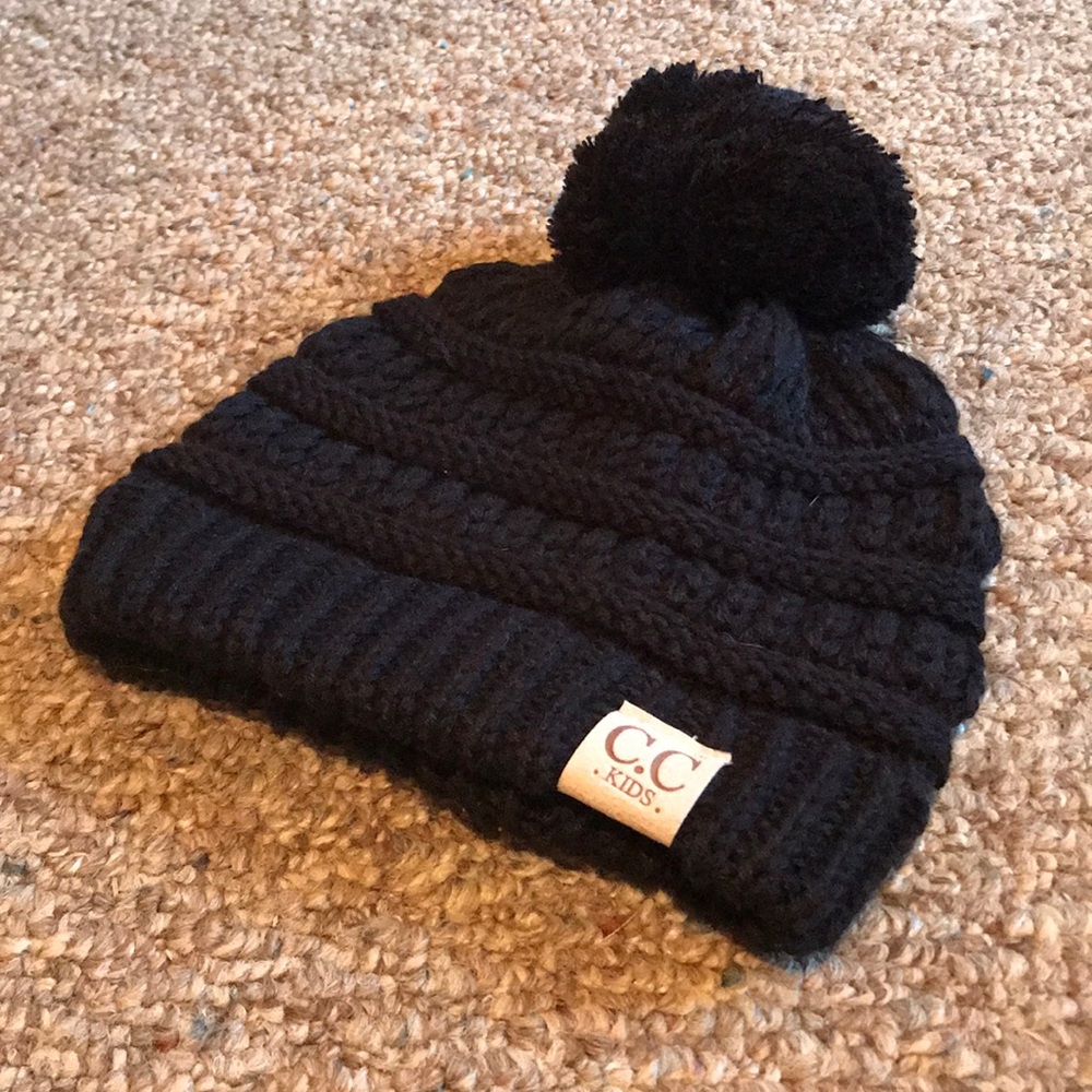 Toddler CC Kids Black Knit Beanie Toboggan  NWOT